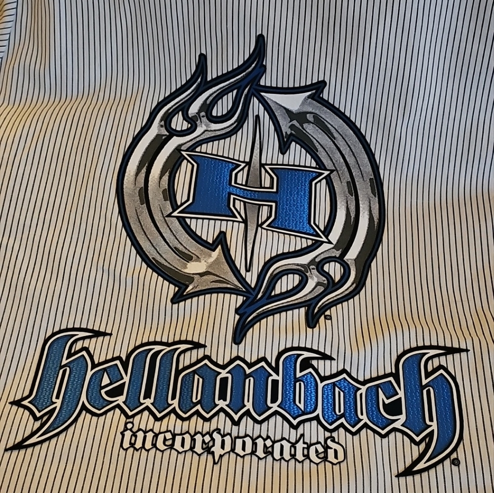 Hellanbach Inc. 3D Pinstriped Work Shirt Blue and Black NWOT Size MED